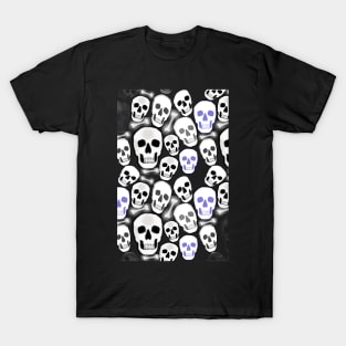 Small Tiled Skulls on Black Background T-Shirt